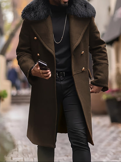 Herren Langmantel Elegantes Design Luxus Fellkragen