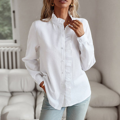 Frauen Bluse Rüschen Elegant Schnitt
