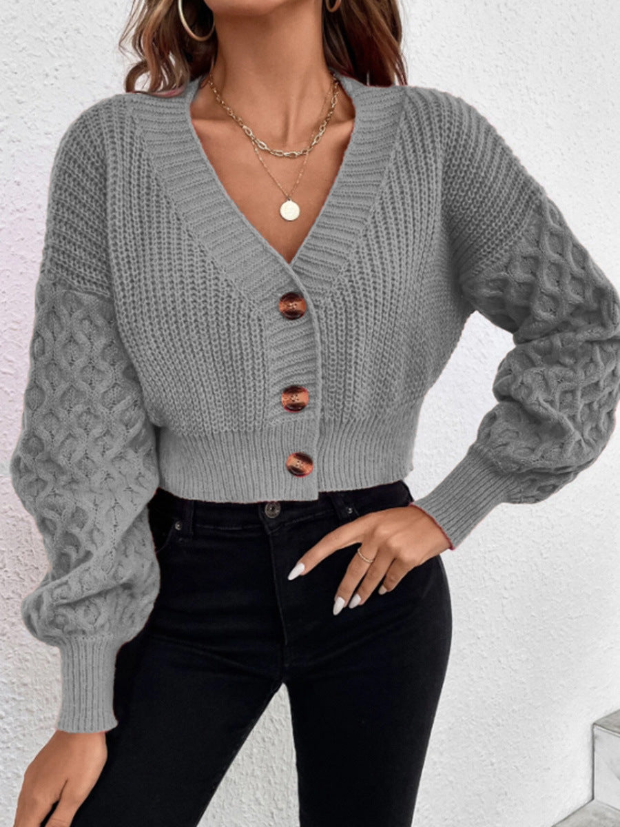Damen Strickjacke Kabelmuster Elegant Schnitt