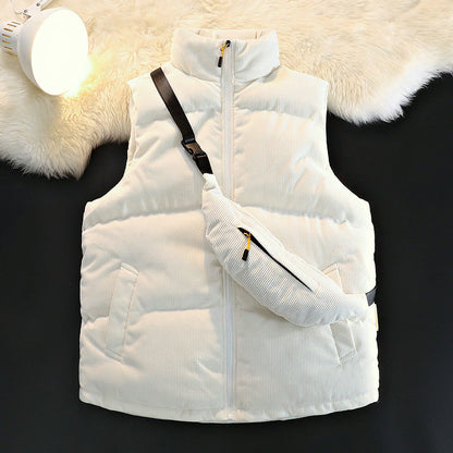 Damen Steppweste Fleece Innen Warme Taschenjacke - IdealeKleiden