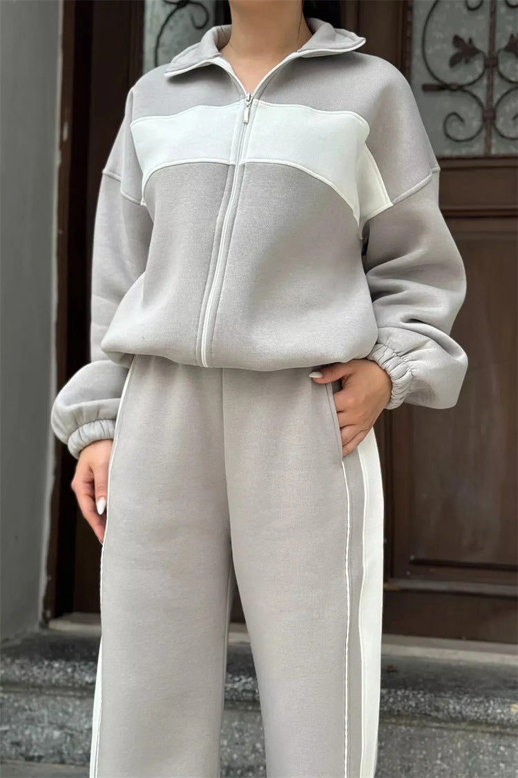 Damen Sportliches Loungewear Set mit Hochkragen und Reißverschluss