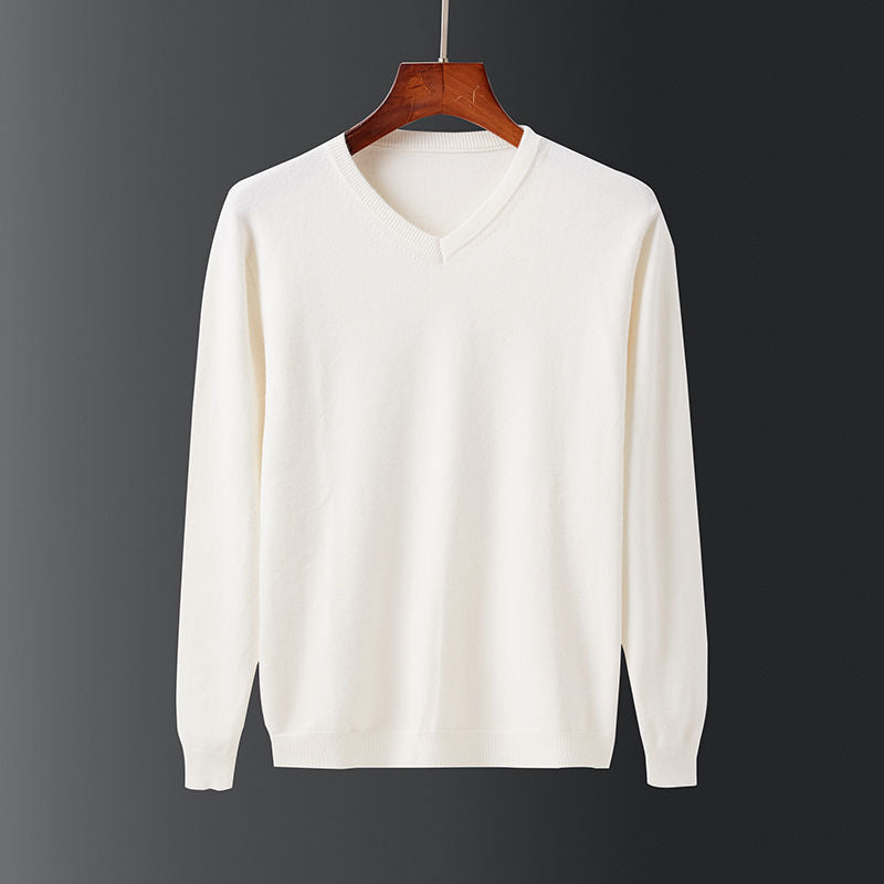 Herren Pullover V-Ausschnitt Feinwolle Eleganz - IdealeKleiden