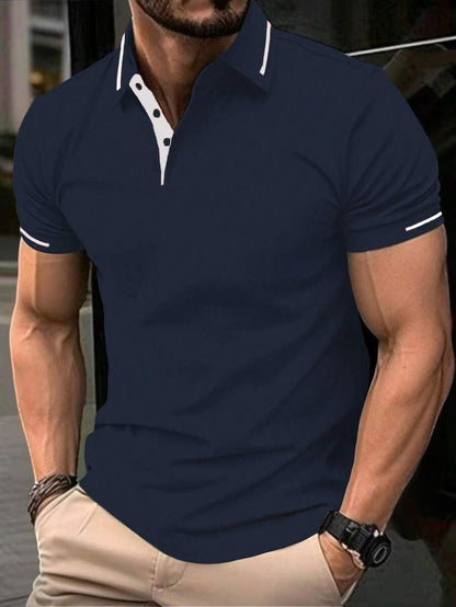 Herren Poloshirt Modern Stehkragen Leichtes Baumwollhemd