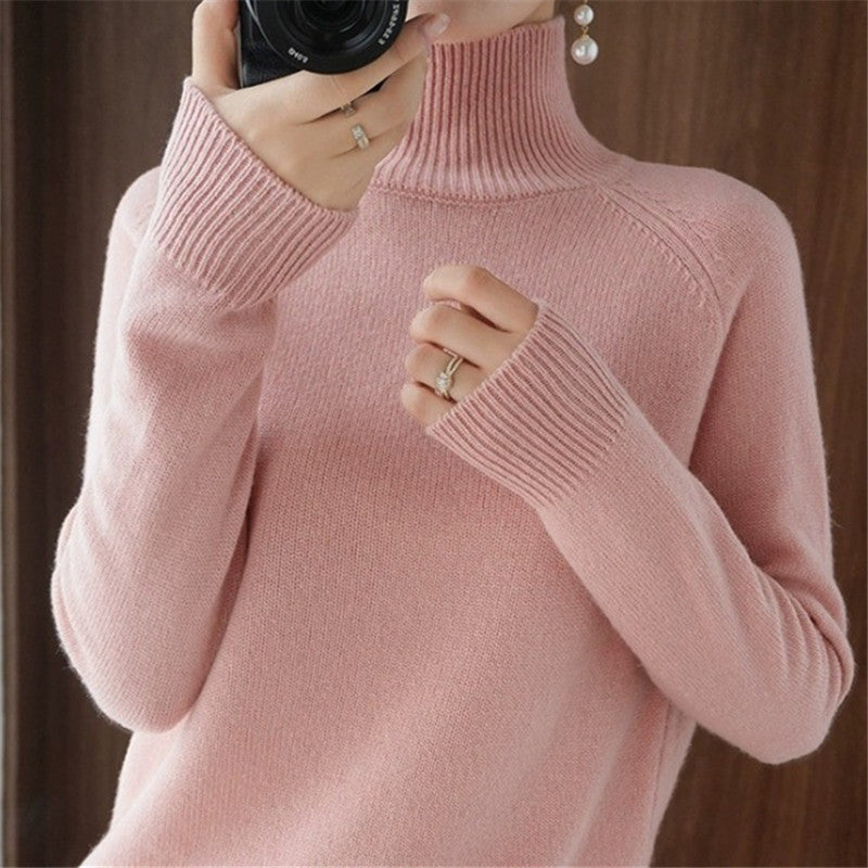 Damen Merinowollpullover Weich Rollkragen Eleganz