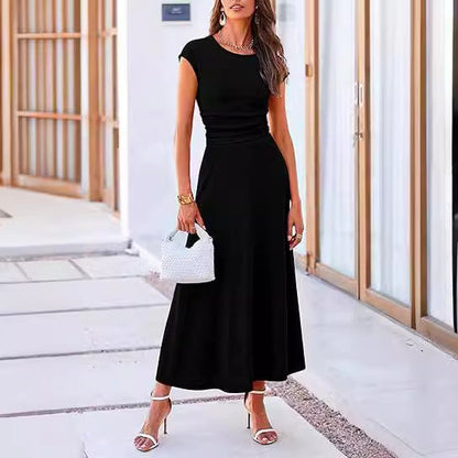 Damen Midi-Kleid Hochtailliert Elegant Damenschuhe - IdealeKleiden