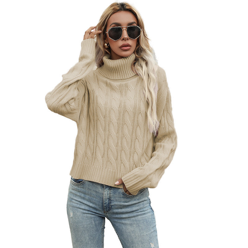 Damen Pullover Grobstrick Zopfmuster Eleganz