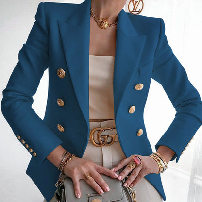 Damen Blazer Elegant Goldknöpfe Business Look