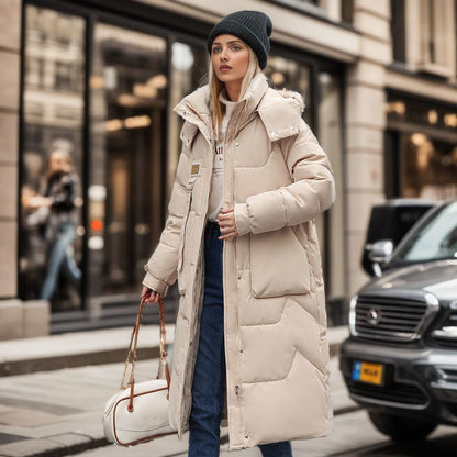 Wintermantel Damen Modern Abnehmbar Kapuze - IdealeKleiden