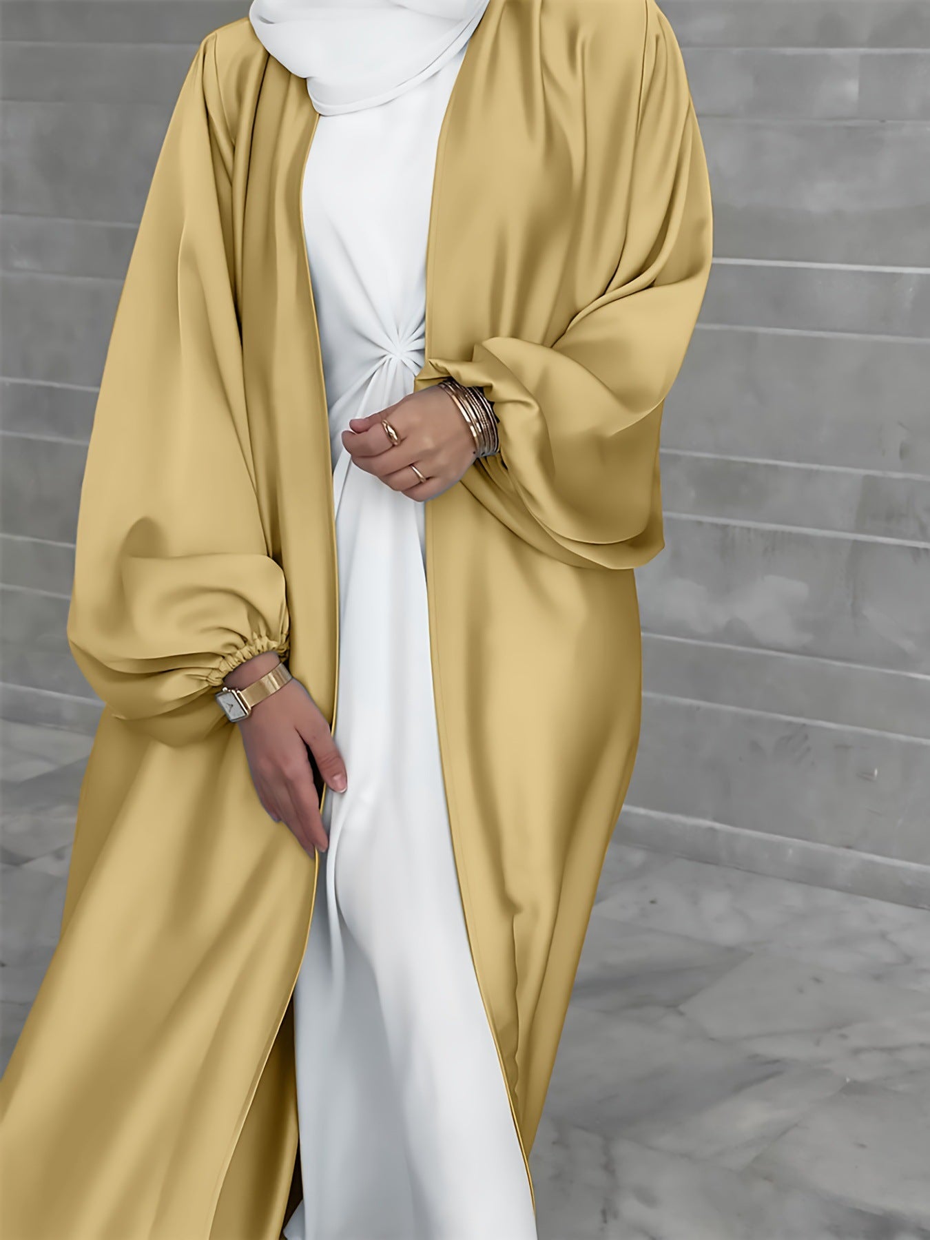 Kimono Jacke Seidenweich XXL Offene Vorderseite Langärmlig - IdealeKleiden