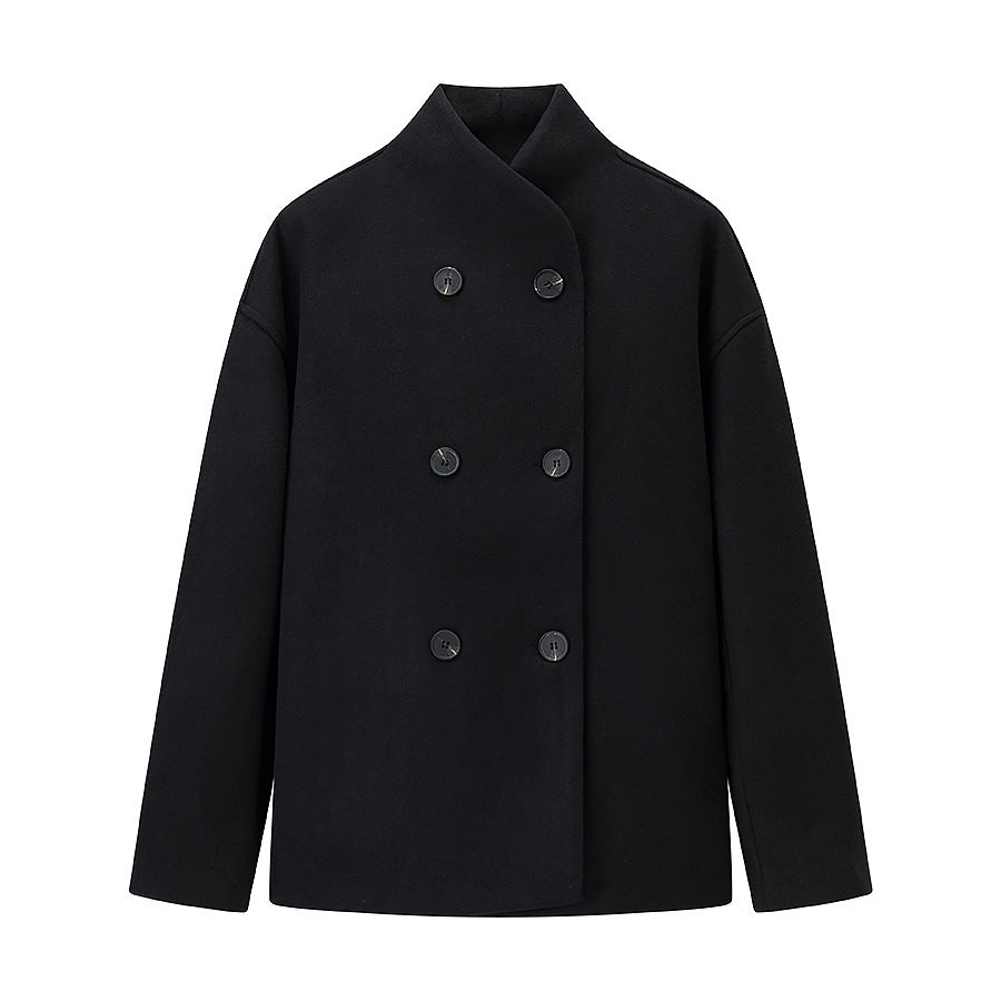 Damen Oversized Wolljacke Modern Stehkragen Elegant