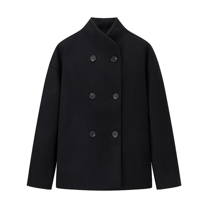 Damen Oversized Wolljacke Modern Stehkragen Elegant