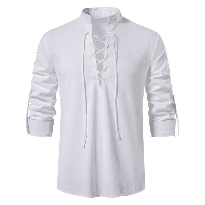 Herren Langarmshirt Lässig Schnüren
