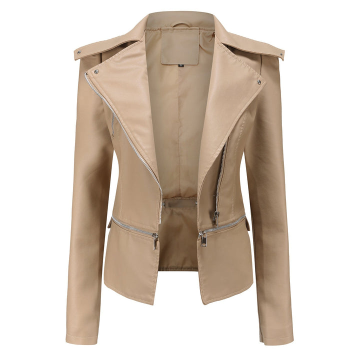 Damen Lederjacke Biker Style Asymmetrisch