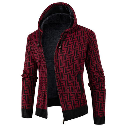 Herren Strickjacke Zopfmuster Weich Innenfutter