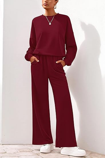 Damen Sweathose Bequem Weite Bein Relaxed Fit