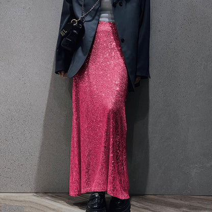 Damen Maxi-Kleid Glitzernd Elegant Hochtailliert
