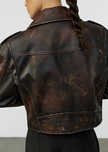 Leder Bikerjacke Kurz Schnitt - IdealeKleiden