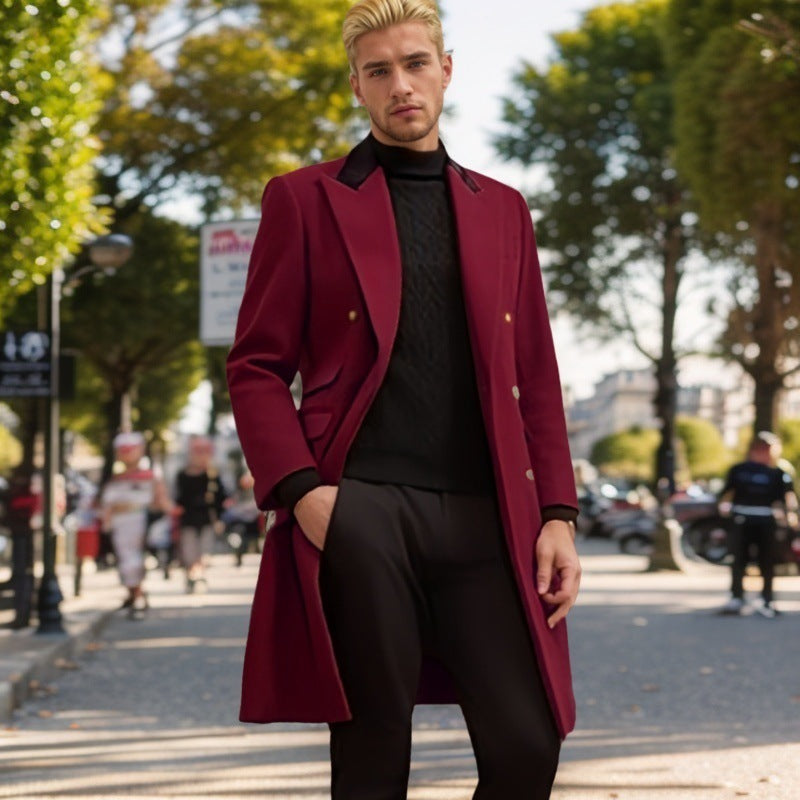 Herren Mantel Modern Samtkragen Elegantes Design
