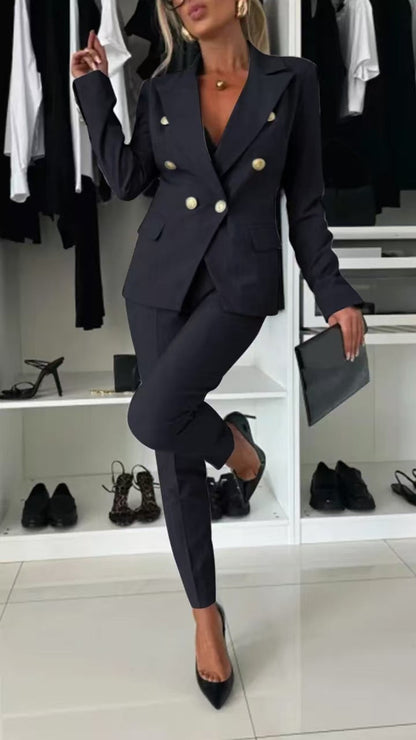 Modischer Blazer Slim Fit Doppelreiher Büroanzug