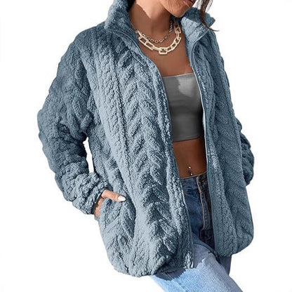 Damen Fleecejacke Oversized Weich Bequem - IdealeKleiden