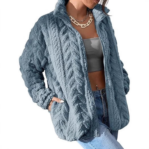 Damen Fleecejacke Oversized Weich Bequem - IdealeKleiden