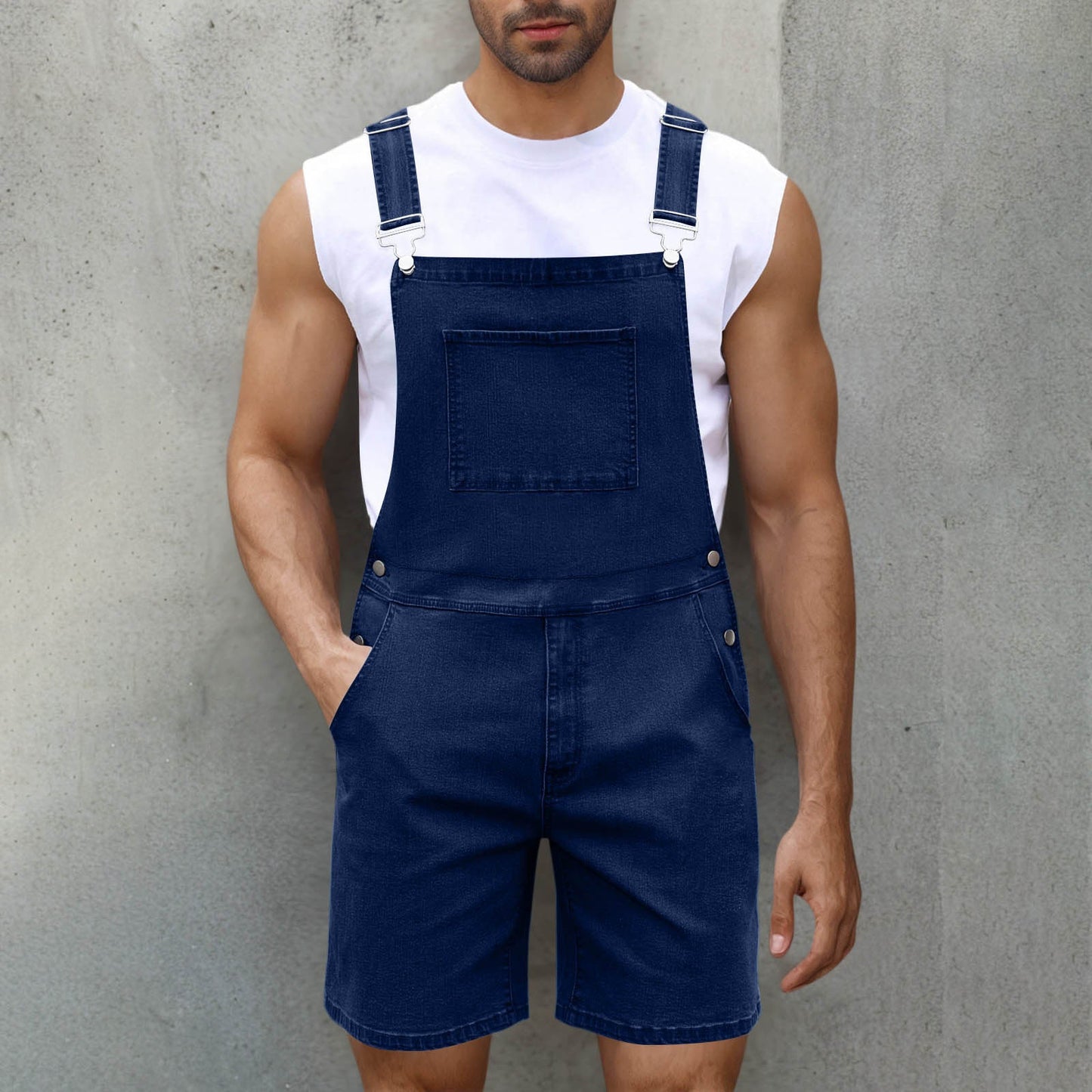 Herren Latzhose Denim Bequem Mit Taschen