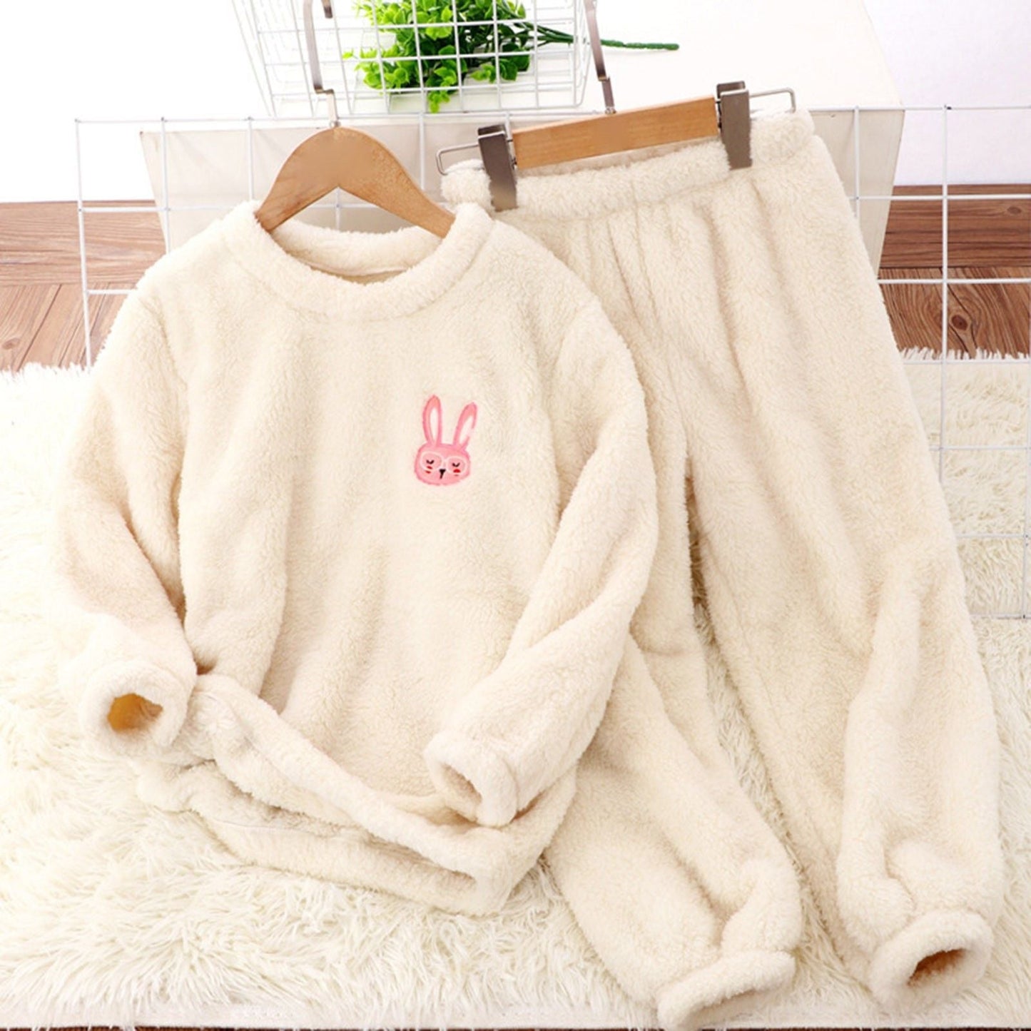 Damen Plüsch Bademantel-Set mit süßen Tiermotiven