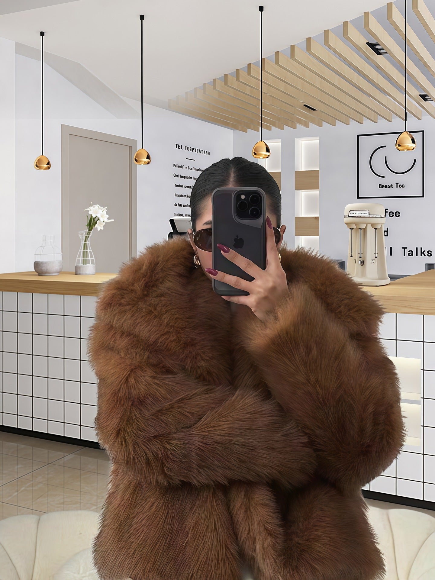 Damen Weichjacke Kunstpelz Mantel Damenmantel