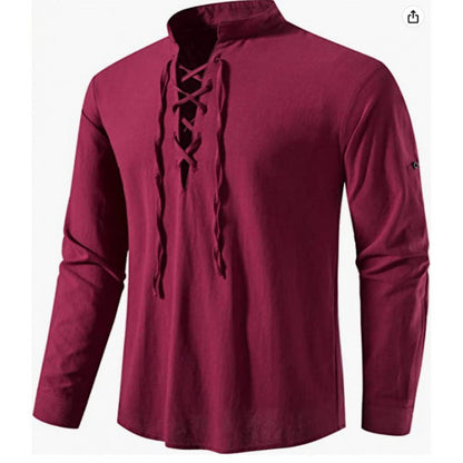 Herren Langarmshirt Lässig Schnüren