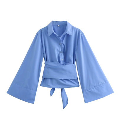 Elegante Damenbluse Weite Ärmel Taillierte Form