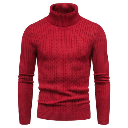 Herren Pullover Rollkragen Zopf Muster Elegante Mode