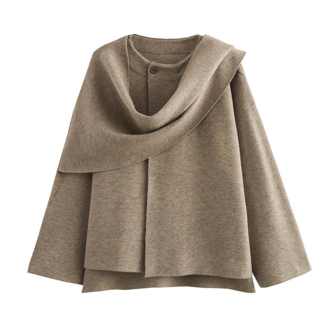 Damen Asymmetrische Ponchojacke Weich Fleece Überwurf