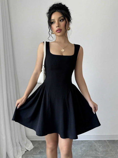 Damen A-Linie Kleid Elegant V-Ausschnitt Fließend