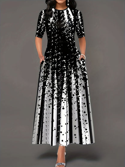 Damen Maxikleid Elegant Blumenmuster Sommerkleid