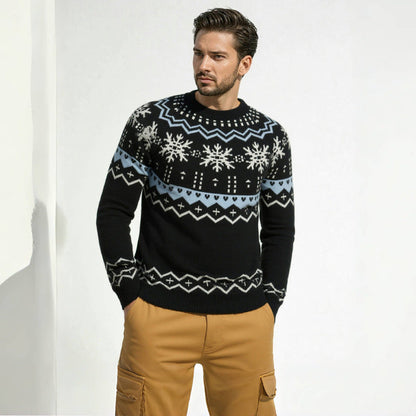 Herren Wollpullover Weich Norweger Muster