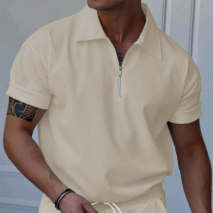 Herren Poloshirt Kurzarm Struktur Optik