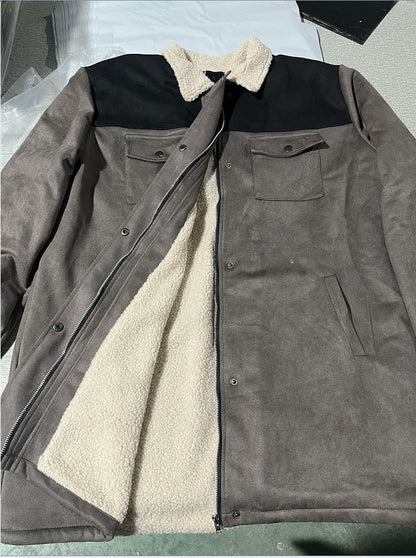 Herren Lederjacke Teddyfütterung Elegant Modern