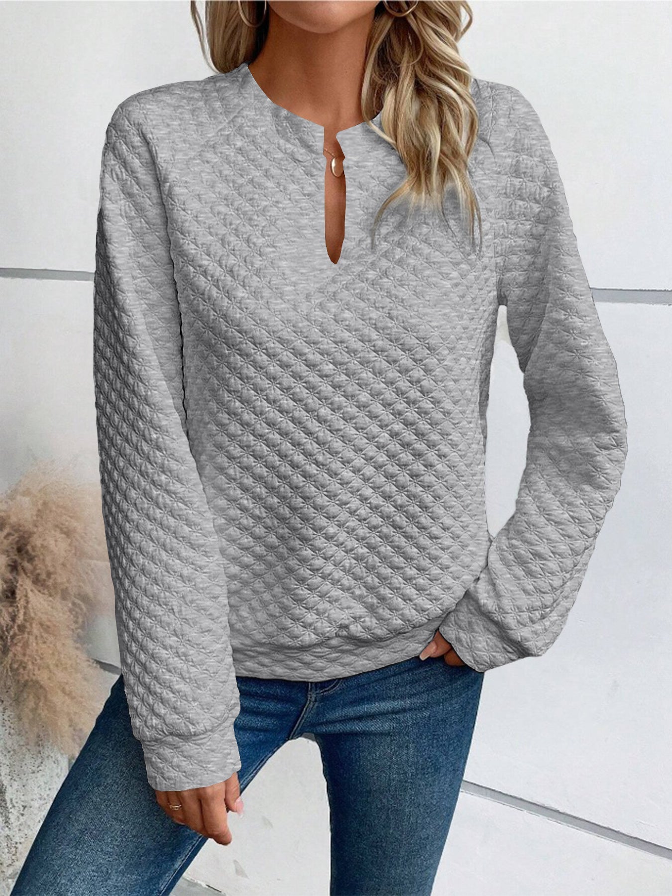 Damen Quilted Pullover Winterwarm Elegant