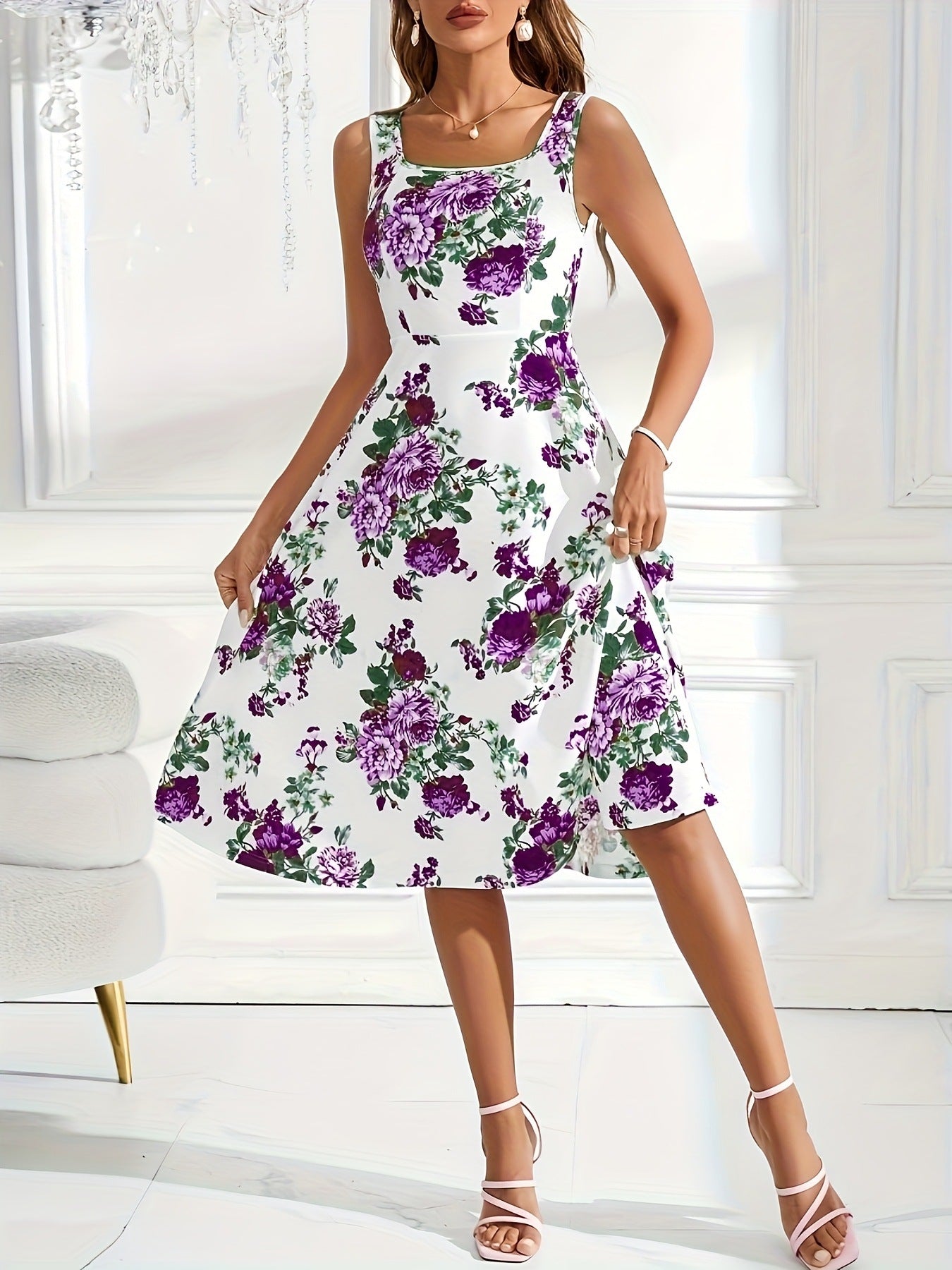 Sommerkleid Damen Blumenmuster Fließend Elegant