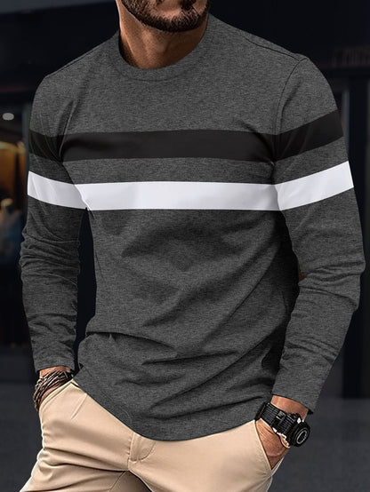 Herren Langarmshirt Sportlich Streifen Modisch