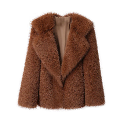 Damen Kunstpelz-Jacke Elegant Weich Schnitt