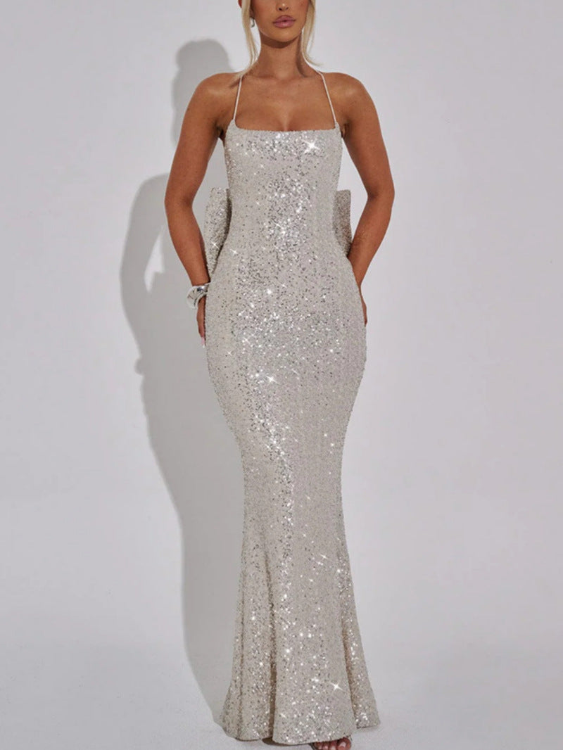 Damen Abendkleid Glitter Elegant Spitze