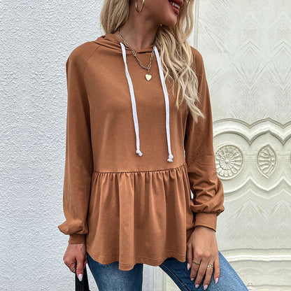Stylische Kapuzenpullover Frauen Rüschen Detail