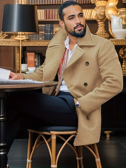 Herren Wollmantel Elegant Doppelreihen Knöpfe