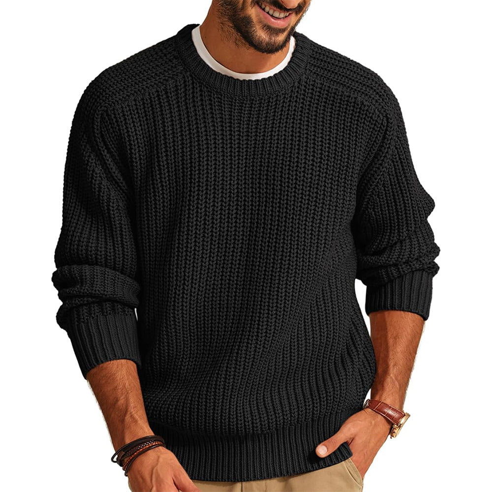 Herren Grobstrick Pullover Bequem Raglan Ärmel