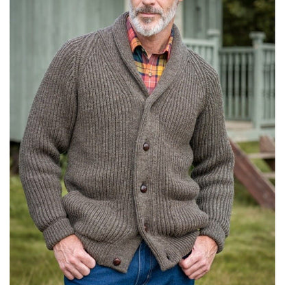 Herren Cardigan Grob Strick Modern V-Ausschnitt