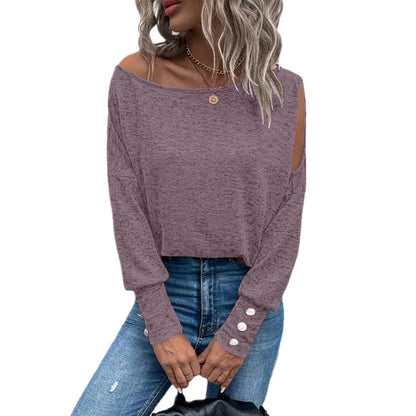 Damen Off-Shoulder Top mit Knöpfen Elegantes Design