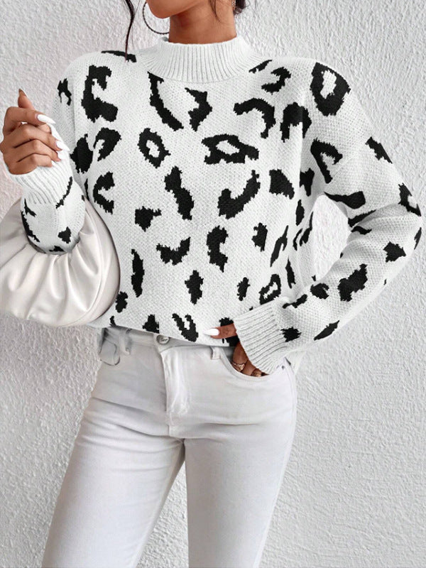 Damen Pullover Tiermuster Bequem Elegant
