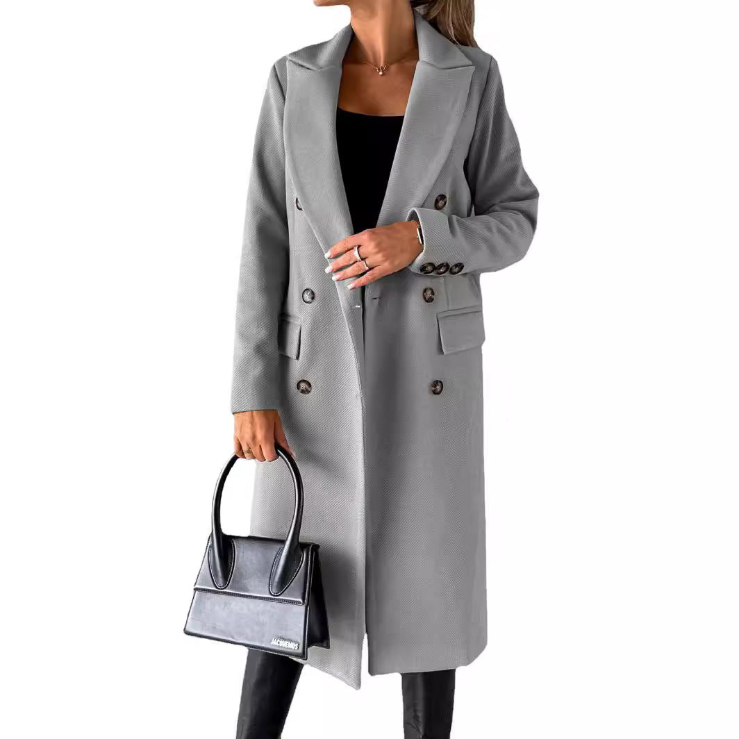 Damen Trenchcoat Klassisch Elegant Mit Taschen - IdealeKleiden