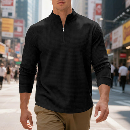 Herren Sportpullover Strukturiert Modern Halb Reißverschluss